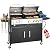 3 Burner Propane Gas and Charcoal Grill Combo with Side Burner & Porcelain-Enameled Cast Iron Grates, 37,000 BTUs 685 SQIN Dual Fuel Outdoor BBQ Grill for Patio Garden Picnic Backyard Barbecue Cooking