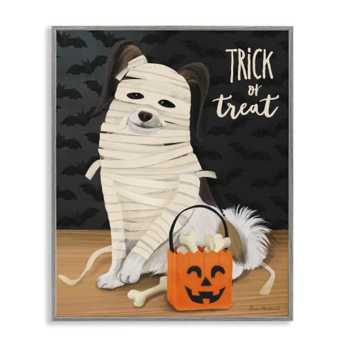 Halloween Dog Mummy Trick or Treat, 11 x 14 Inch Framed Giclée Print