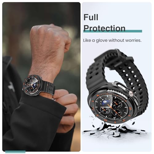 Image of Tensea [5+5Pack for Samsung Galaxy Watch 8 Classic Screen Protector Case 46mm Accessories, Hard PC Bumper /HD Anti-Fog Tempered Glass Protective Film, Face Cover Set for Women Men