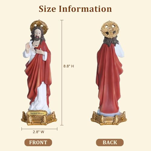 Estatua de Jesús Sagrado Corazón 8.8 pulg para decoración interior miniatura 3