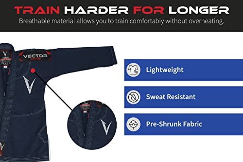 Vector Sports KIDS_GI_BLUE_C1 100% Cotton Pearl Weave Kids Brazillian Jiu Jitsu Bjj Gi Attila Series Kimono Lightweight Preshrunk Fabric thumb #3
