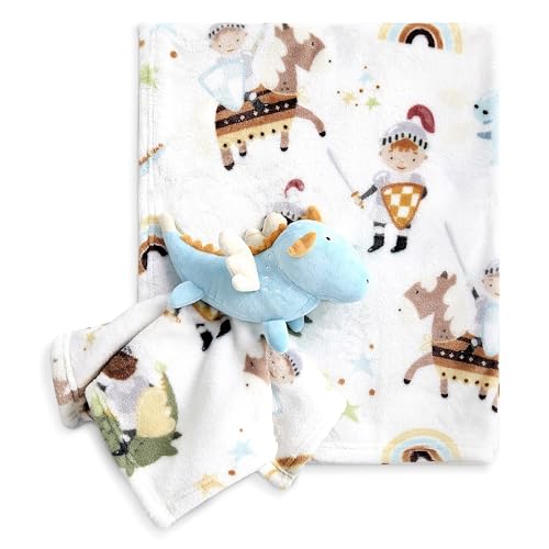 Image of Evolur Good Knight 2 Piece Gift Set, Includes Blanket with Lovey, Warm and Cozy Baby Blanket, Machine Washable Nursery Bed Blanket, Soft and Charming Lovey