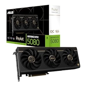 ASUS ProArt GeForce RTX 5080 16GB OC Edition GDDR7 Content Creation Grafikkarte (NVIDIA Blackwell, DLSS 4, Gaming, 2,5-Slot, PCIe 5.0, 1x USB-C, 1x HDMI 2.1b, 2x DisplayPort 2.1b, PROART-RTX5080-O16G)