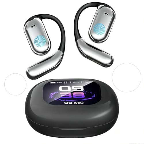Fone Tradutor em Tempo Real,Fones de Ouvido Esportivos Sem Fio Bluetooth,com Bluetooth 6.1 Atualizado,Encaixe Confortável e Seguro (com Ganchos Auriculares),Adequado para Corrida,Reuniões,etc