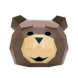 AMPULLA Paper Headgear Mask 3D Animal Model Mask DIY Handmade Art Origami, for Cosplay, Christmas, Halloween, Festival, Costume Party, etc, Creative Gift, for Men, Women, Child (Teddy bear)