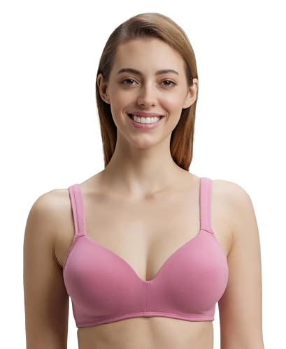 Image of Jockey FE57 Lounge Bra | Wirefree | Padded | Full Coverage | Broad Fabric Strap with Included Bra Pouch | Super Combed Cotton Fabric