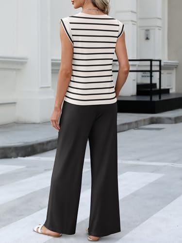 ANRABESS Women 2 Piece Outfits Tank Top & Palazzo Pants 2025 Summer Lounge Matching Sets Travel Vacation Beach Clothing4
