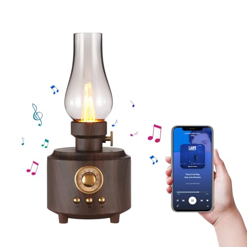 Lámpara de mesa vintage retro con altavoz Bluetooth, recargable, portátil, luz nocturna sin llama, lámpara de aceite, lámpara de mesita de noche, lámpara de escritorio para dormitorio, cafetería, bar