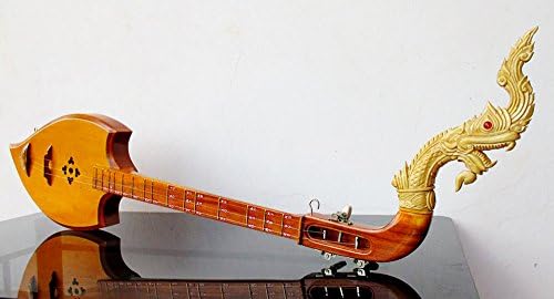 Isarn Acoustic Phin 3 Strings, Thai Lao Guitar Musical Instrument, Jackfruit Wood Traditional Thai Musical Pin 01