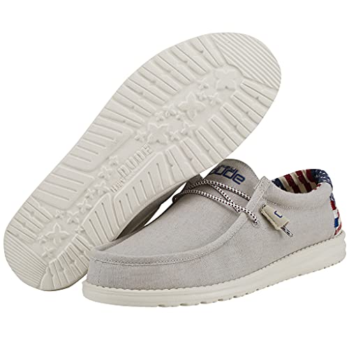 Image of HEYDUDE Men's Wally Patriotic Slip On Shoe | Lightweight Canvas Loafers with No Tie Laces