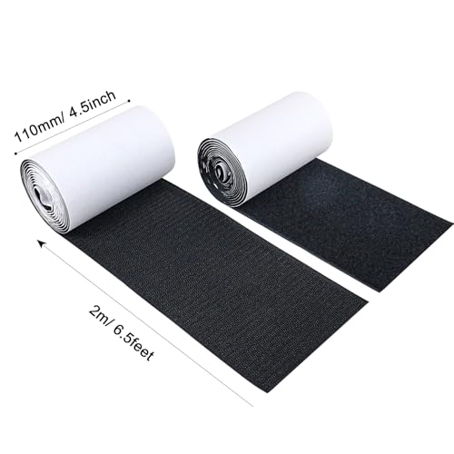 Image of BOMEI PACK Hook and Loop Tape Strips 4.5Inch x 6.5Ft Heavy Duty Hook and Loop Tape with Adhesive, Adhesive Backed Fastener Roll, Prevents Sofa Cushions from Sliding, Keeps Carpet in Place