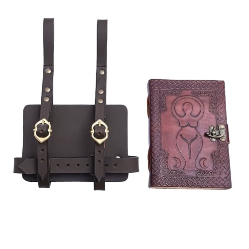 Lord of Battles Libro o diario dell'avventuriero realizzato a mano in vera pelle, 13 x 18 cm (diario in pelle con supporto marrone)