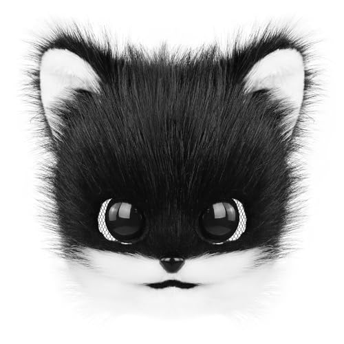 Tête de chat en peluche pour vos soirées Halloween et cosplay