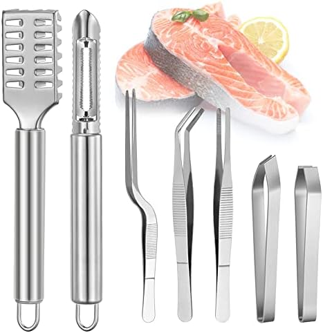 “N/A” LAISHUNHE Set di pinzette da Cucina in Acciaio Inox, Desquamatore Pesce Pinzette per Pesce Pinza Professionale Cucina Remover per Pesci Squama Pesce in Acciaio Gadget da Cucina, Set di 7 Pezzi