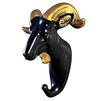 clhjinruoliu Goat,Wall Mounted Animal Head Rack Coat Cap Wall Hanger Horse Giraffe Elk Elephant Hook Decorative No Punching Required Room Decor