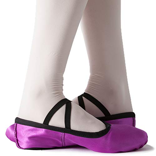 Ballet Shoes for Girls Toddler Purple Split Sole Satin Dance Slippers 13.5 M US Little Kid - Thumbnail 3