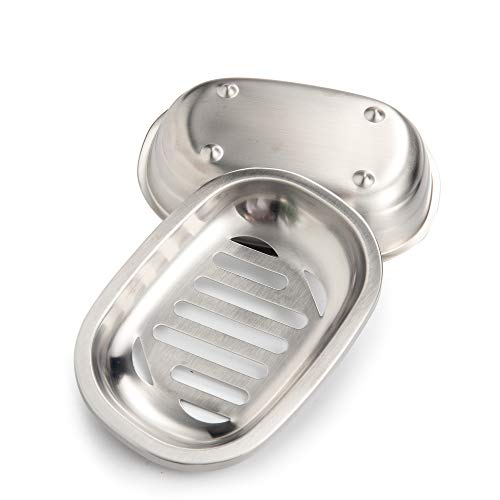 Imeea Silver Soap Dish Sus304 Stainless Steel Brushed Soap Dish With Drain Bathroom Soap Holder #TOP6