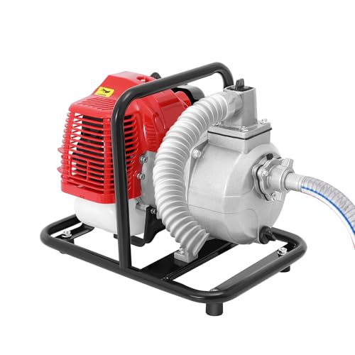 2 Takt Hoher Wirkungsgrad WasserföRderpumpe Tragbare Wasserpumpe Einzylinder Motorpumpe Benzin Teichpumpe Gartenpumpe LuftgeküHlt Pumpe Wasser Saugpumpe Langfristige Ausdauer Und Energieeinsparung