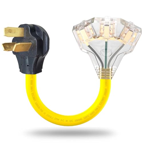 LAVANDINO 3 Prong 220 to 110 Adapter Plug for Stove Gas Range, Oven Converter NEMA 10-50P to 3X 5-15R/5-20R Outlet by LAVANDINO - Used condition - US$19.99