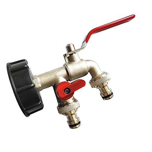 Conector de depósito de combustible de 1000 L, adaptador de grifo de agua de jardín, conector de grifo doble de 1000 L, grifo de tanque de agua, accesorio de manguera de jardín para un riego eficiente