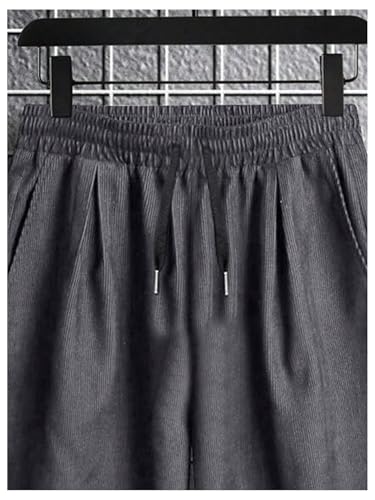 SOLY HUX Men's Corduroy Pants Drawstring Elastic Waist Baggy Casual Joggers Pants with Pockets3