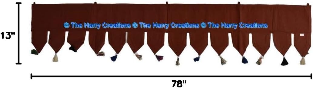 The Harry Creations Toran Cotton Embroidered Boho Room Valances Bohemian Patchwork Hand Living Hanging Wall Ethnic Art Door Patchwork Ethnic Vintage Window Valances (White, 78"x13" Big Valance)