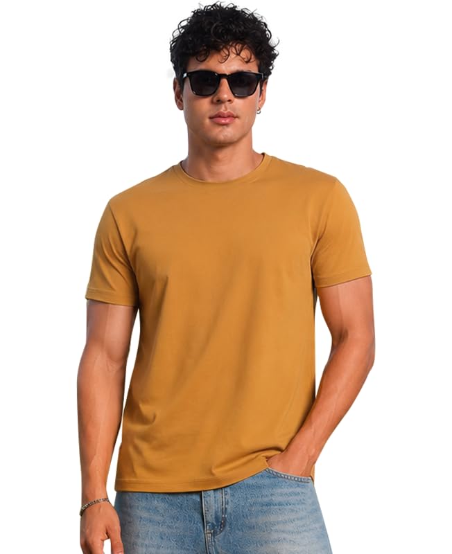 Image of Sleepynuts Men's Everyday Wear Crew Neck Regular Fit T-Shirt | Half Sleeve Solid Plain Casual T-Shirt for Men | Soft Breathable Fabric |
