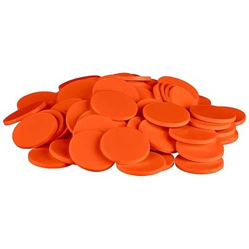 Einkaufswagenchips Rohlinge aus Kunststoff Größe wie 1 Euro Münze, Farbe:reinorange, Größe:100 Stück