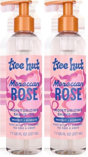 Image of Tree Hut Moroccan Rose Moisturizing Shave Oil,Hydrating Gel-to-Oil Formula for a Smooth Shave,For All Skin Types,7.7 fl oz,(Pack of 2)