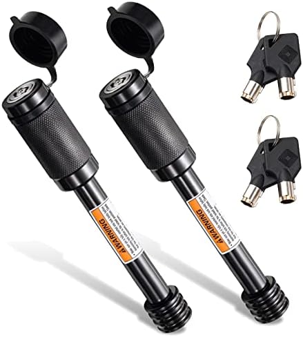 CZC AUTO Trailer Hitch Receiver Lock Pin Keyed Alike 2 Pack 5/8 Inch Dia 4 Inch Super Extra Long Black Pin for Class III IV Hitches for Hitch Bike Rack Tray Ball Tow Rope for Trailer Truck Car Boat