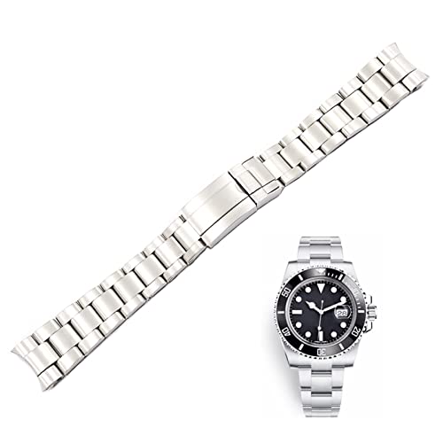 Bracelet montre acier inoxydable massif 20 x 21 mm extrémité incurvée Submariner