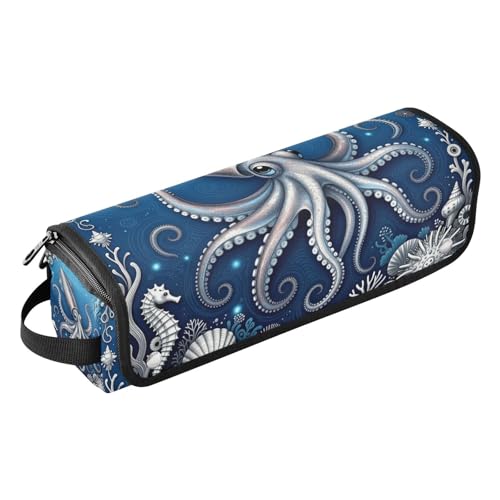 Estuche de viaje 2 en 1 para rizador con tapete resistente al calor desmontable organizador portátil para planchas, rizadores y secador de cabello, color azul vintage