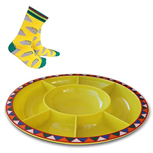 Serving Platter for Parties Large Divided Tray, Plate for Taco Chips and Dip