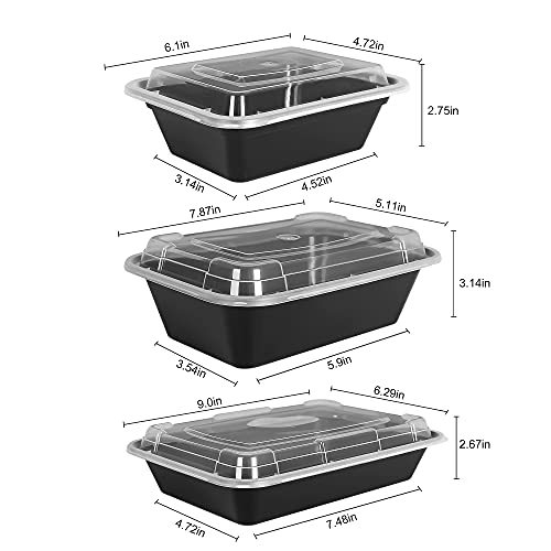 Nutribox [30 Pack] Meal Prep Containers In 3 Sizes 12, 24, 28 Oz, Durable, Stackable, Reusable, Bpa Free, Microwaveable, Dishwasher, Freezer Safe, Bento Box, Food Storage Set #TOP5