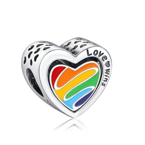 KEQ Rainbow LGBT Pride Gay Dangle Charm for Bracelet Necklace In A World Full Of Darkness Be A Rainbow Gay Couple Pride Month Gift