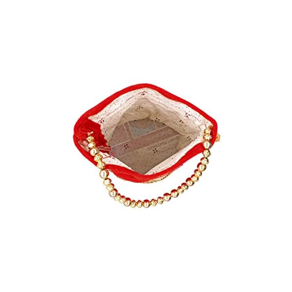 L.H LUXURIES Designer Rajasthani Style Royal Velvet Potli Batwa Bag Bridal Purse Women Handbag Shagun Pouch Return Gifts(Design May Vary) - Image 4