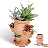 Pot de fleurs multifonctionnel : peut servir de support à fraises, de pot pour plantes grasses ou de pot décoratif, convient à une utilisation intérieure et extérieure, pot de fleurs en céramique, pot en terre cuite pour plantes d'intérieur