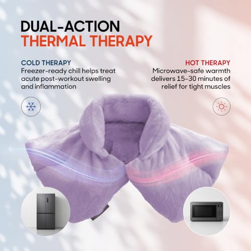 Image of Sharper Image Heated Neck & Shoulder Wrap - Microwavable Warm & Cooling Plush Pad, Scented Aromatherapy (100% Natural Lavender & Herb Spa Blend), Pain Tension Headache Relief Therapy, Gift for Women