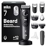 Braun Regolabarba Uomo Series 7, +12 Strumenti Da Barbiere, Rasoio Elettrico Uomo Lama ProBlade Affilata a Vita, Fino A 120 Min Di Autonomia, Selettore Di Precisione Con 40 Lughezze, BT7545, Grigio