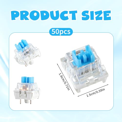 Image of Keyboard Switches, 50 Pcs 3 PIN Blue Keyboard Clicker Replacement Dustproof Mechanical Keyboards Switches for Most Gaming Keyboards