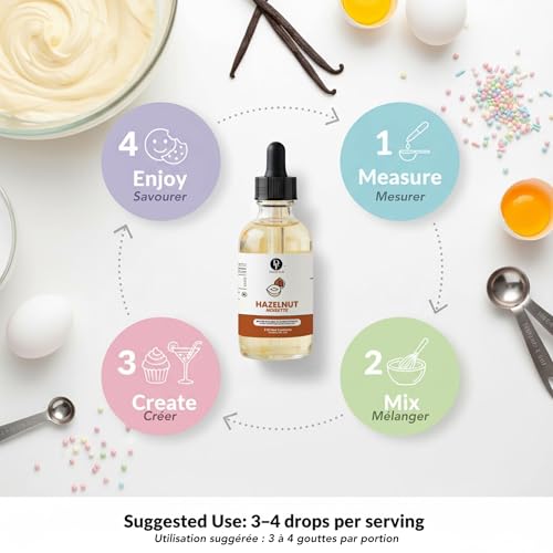 Image of Dolce Flav Natural Hazelnut Extract - 2 Ounce Water-Soluble Kosher, Sugar-Free, Premium Coffee & Baking Flavoring for Lattes, Biscotti & Frosting, Includes Measured Dropper