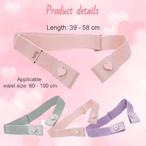 DIFLAX 3 Stück kindergürtel Mädchen Gürtel Ohne Schnalle Elastischer Gürtel Verstellbare Schnallenfreier Kindergürtel Unsichtbare Stretchgürtel Einstellbar Belts für Mädchen Jeans Hosen Kleid