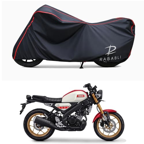 Image of Waterproof Bike Body Cover Compatible for | Yamaha XSR155 | Taffeta Fabric, Red Piping Design, Bottom Elastic Fit | Dustproof, Sun UV & Rain Protection for All Bikes