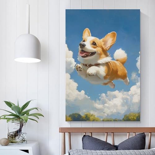 Corgi cuadro en lienzo para llenar de vida tu salon familiar 5