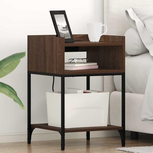 INLIFE Table de Chevet avec étagère 2 pcs Chêne Marron 40 x 40 x 61 cm