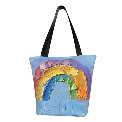 Small rainbow Print Lightweight Shoulder Bag Summer Outings Tote Bags Travel Hiking Work Casual Use