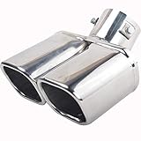63mm Exhaust Tips Muffler Stainless Steel Car Exhaust Tail Pipe Double Outlet Square Mouth End Pipe...