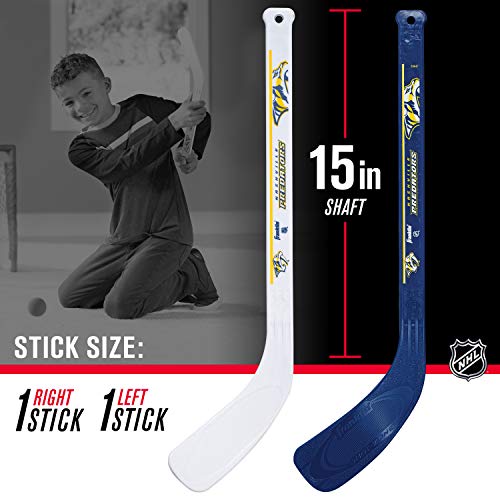 Franklin Sports Nashville Predators Mini Hockey Set - Knee Hockey Goal, Ball, & 2 Hockey Stick Combo Set - Mini Goal Net - Nhl Official Hockey Set #TOP3