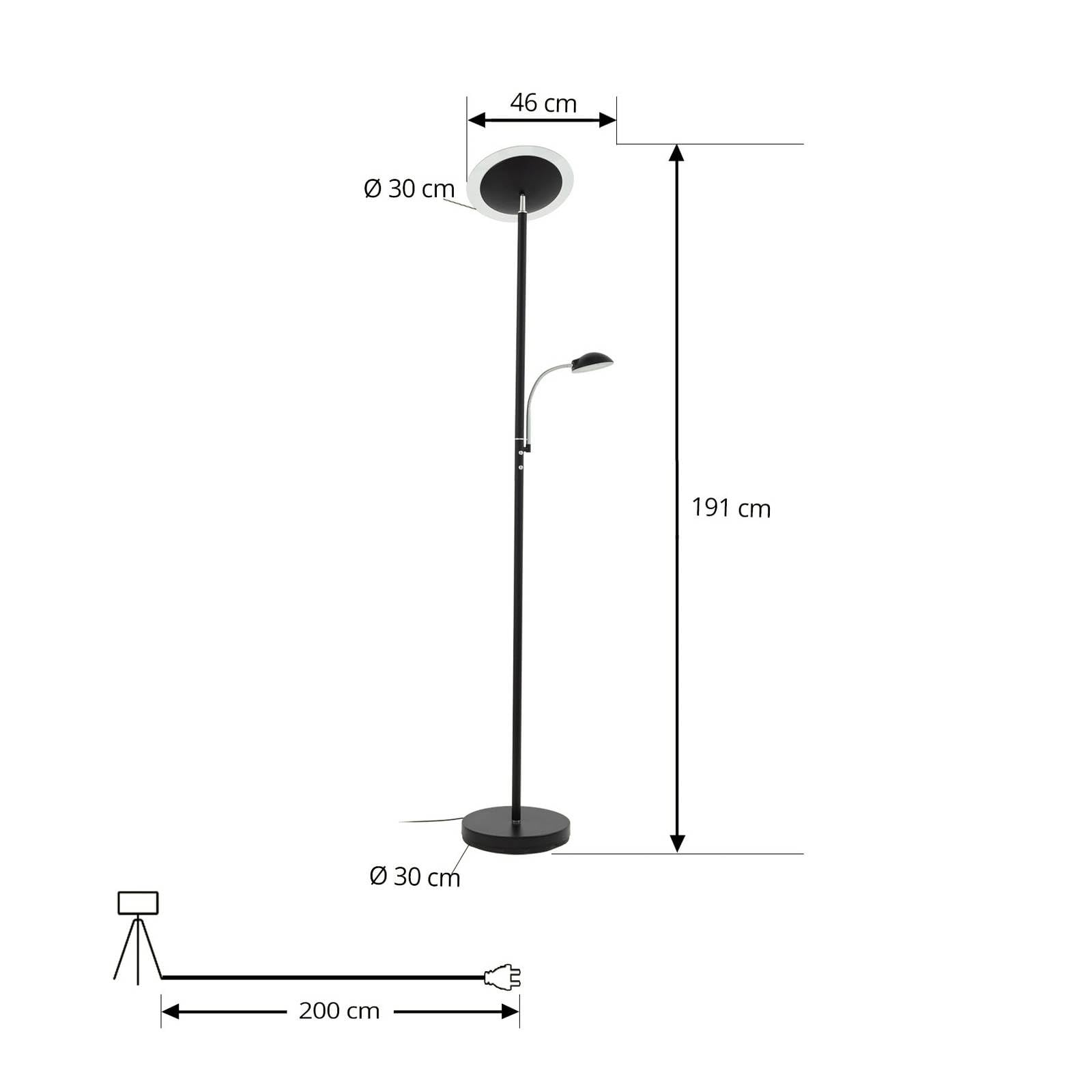 Lindby LED Stehlampe, Deckenfluter dimmbar verstellbarer Lesearm Standleuchte Metall Standlampe Wohnzimmerlampe Leselampe