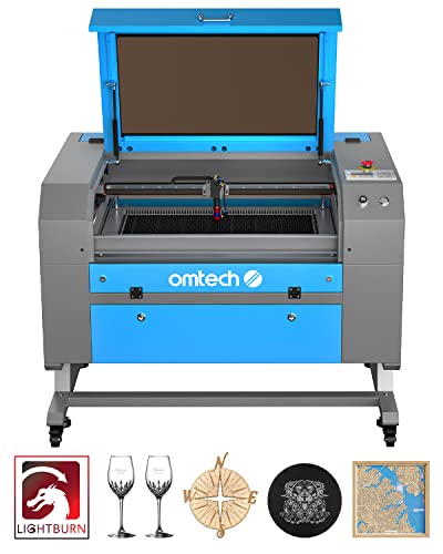 OMTech 60W CO2 Laser Engraver with LightBurn, 20x28 Inch Laser Engraving Cutting Machine with Autofocus Autolift 4 Way Pass Air Assist Water Pump, Commercial Laser Cutter for Wood Glass Acrylic More